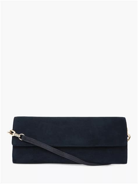 dark navy suede clutch bag.